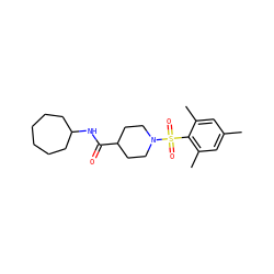 Cc1cc(C)c(S(=O)(=O)N2CCC(C(=O)NC3CCCCCC3)CC2)c(C)c1 ZINC000002647124