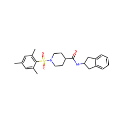 Cc1cc(C)c(S(=O)(=O)N2CCC(C(=O)NC3Cc4ccccc4C3)CC2)c(C)c1 ZINC000040394633