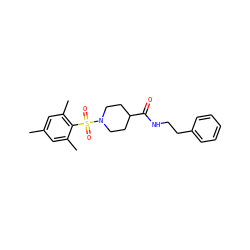 Cc1cc(C)c(S(=O)(=O)N2CCC(C(=O)NCCc3ccccc3)CC2)c(C)c1 ZINC000008333550