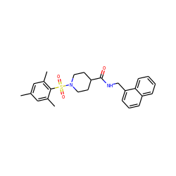Cc1cc(C)c(S(=O)(=O)N2CCC(C(=O)NCc3cccc4ccccc34)CC2)c(C)c1 ZINC000040894217