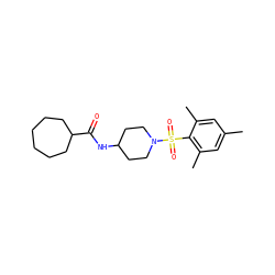 Cc1cc(C)c(S(=O)(=O)N2CCC(NC(=O)C3CCCCCC3)CC2)c(C)c1 ZINC000073221543