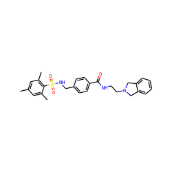 Cc1cc(C)c(S(=O)(=O)NCc2ccc(C(=O)NCCN3Cc4ccccc4C3)cc2)c(C)c1 ZINC000066123563