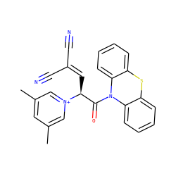 Cc1cc(C)c[n+]([C@@H](C=C(C#N)C#N)C(=O)N2c3ccccc3Sc3ccccc32)c1 ZINC000095596482