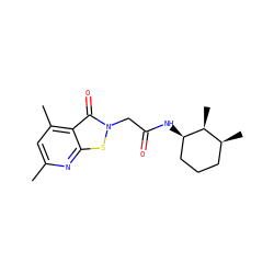 Cc1cc(C)c2c(=O)n(CC(=O)N[C@@H]3CCC[C@H](C)[C@@H]3C)sc2n1 ZINC000005036184