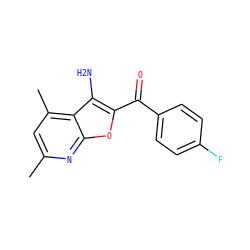 Cc1cc(C)c2c(N)c(C(=O)c3ccc(F)cc3)oc2n1 ZINC000000269575
