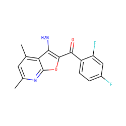 Cc1cc(C)c2c(N)c(C(=O)c3ccc(F)cc3F)oc2n1 ZINC000071294811