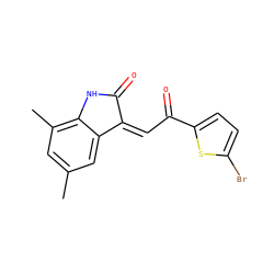 Cc1cc(C)c2c(c1)/C(=C/C(=O)c1ccc(Br)s1)C(=O)N2 ZINC000002845026