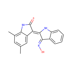 Cc1cc(C)c2c(c1)/C(=C1/Nc3ccccc3/C1=N\O)C(=O)N2 ZINC000049113175