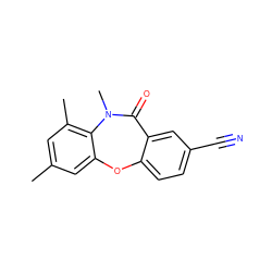 Cc1cc(C)c2c(c1)Oc1ccc(C#N)cc1C(=O)N2C ZINC000006521870