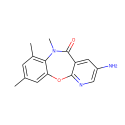 Cc1cc(C)c2c(c1)Oc1ncc(N)cc1C(=O)N2C ZINC000000013738