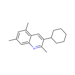 Cc1cc(C)c2cc(C3CCCCC3)c(C)nc2c1 ZINC000653891091