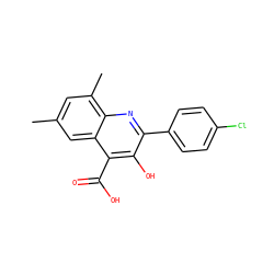 Cc1cc(C)c2nc(-c3ccc(Cl)cc3)c(O)c(C(=O)O)c2c1 ZINC000034803337