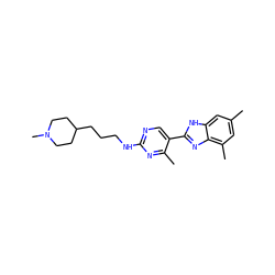 Cc1cc(C)c2nc(-c3cnc(NCCCC4CCN(C)CC4)nc3C)[nH]c2c1 ZINC000043175812