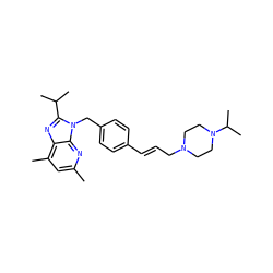 Cc1cc(C)c2nc(C(C)C)n(Cc3ccc(/C=C/CN4CCN(C(C)C)CC4)cc3)c2n1 ZINC001772626161