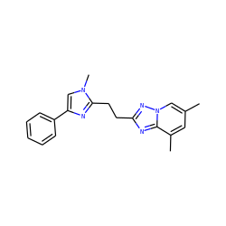 Cc1cc(C)c2nc(CCc3nc(-c4ccccc4)cn3C)nn2c1 ZINC000113420745