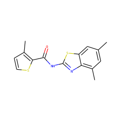 Cc1cc(C)c2nc(NC(=O)c3sccc3C)sc2c1 ZINC000007778875