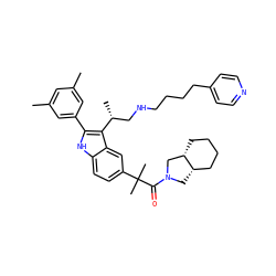 Cc1cc(C)cc(-c2[nH]c3ccc(C(C)(C)C(=O)N4C[C@H]5CCCC[C@H]5C4)cc3c2[C@H](C)CNCCCCc2ccncc2)c1 ZINC000026576977