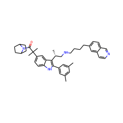 Cc1cc(C)cc(-c2[nH]c3ccc(C(C)(C)C(=O)N4C5CCC4CC5)cc3c2[C@H](C)CNCCCCc2ccc3cnccc3c2)c1 ZINC000027897128