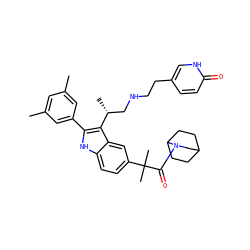 Cc1cc(C)cc(-c2[nH]c3ccc(C(C)(C)C(=O)N4CC5CCC4CC5)cc3c2[C@H](C)CNCCc2ccc(=O)[nH]c2)c1 ZINC000026577086