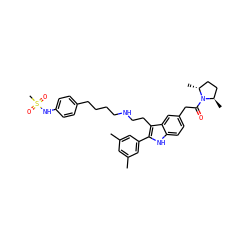 Cc1cc(C)cc(-c2[nH]c3ccc(CC(=O)N4[C@H](C)CC[C@H]4C)cc3c2CCNCCCCc2ccc(NS(C)(=O)=O)cc2)c1 ZINC000029462167