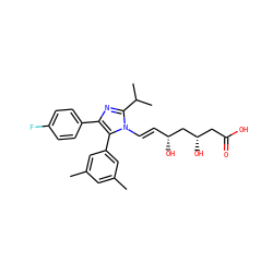 Cc1cc(C)cc(-c2c(-c3ccc(F)cc3)nc(C(C)C)n2/C=C/[C@@H](O)C[C@@H](O)CC(=O)O)c1 ZINC000013833960