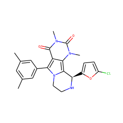 Cc1cc(C)cc(-c2c3c(=O)n(C)c(=O)n(C)c3c3n2CCN[C@@H]3c2ccc(Cl)o2)c1 ZINC000209534706