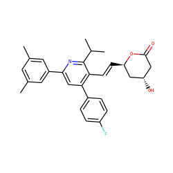 Cc1cc(C)cc(-c2cc(-c3ccc(F)cc3)c(/C=C/[C@@H]3C[C@@H](O)CC(=O)O3)c(C(C)C)n2)c1 ZINC000027655701