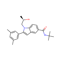 Cc1cc(C)cc(-c2cc3cc(C(=O)NC(C)(C)C)ccc3n2C[C@@H](C)O)c1 ZINC000066111746