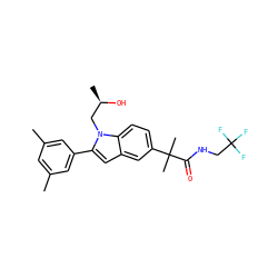 Cc1cc(C)cc(-c2cc3cc(C(C)(C)C(=O)NCC(F)(F)F)ccc3n2C[C@@H](C)O)c1 ZINC000066099832