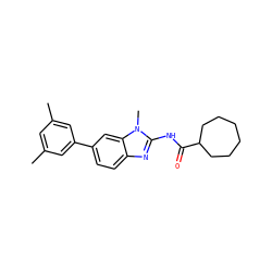 Cc1cc(C)cc(-c2ccc3nc(NC(=O)C4CCCCCC4)n(C)c3c2)c1 ZINC000095557760