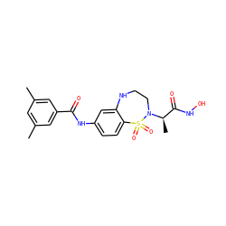Cc1cc(C)cc(C(=O)Nc2ccc3c(c2)NCCN([C@H](C)C(=O)NO)S3(=O)=O)c1 ZINC000013518177