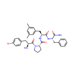 Cc1cc(C)cc(C[C@H](NC(=O)[C@@H]2CCCN2C(=O)[C@@H](N)Cc2ccc(O)cc2)C(=O)N[C@@H](Cc2ccccc2)C(N)=O)c1 ZINC000028654443