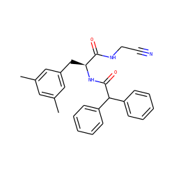 Cc1cc(C)cc(C[C@H](NC(=O)C(c2ccccc2)c2ccccc2)C(=O)NCC#N)c1 ZINC000013470934