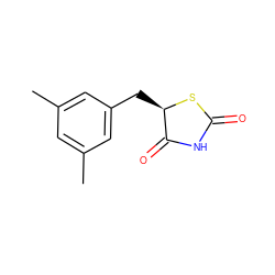 Cc1cc(C)cc(C[C@H]2SC(=O)NC2=O)c1 ZINC000072108583