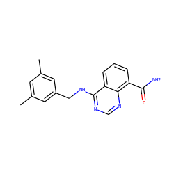 Cc1cc(C)cc(CNc2ncnc3c(C(N)=O)cccc23)c1 ZINC000114347775