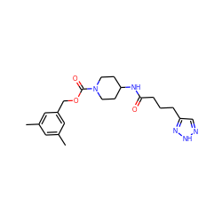 Cc1cc(C)cc(COC(=O)N2CCC(NC(=O)CCCc3cn[nH]n3)CC2)c1 ZINC000209495738