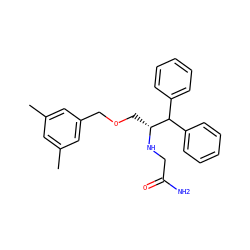Cc1cc(C)cc(COC[C@@H](NCC(N)=O)C(c2ccccc2)c2ccccc2)c1 ZINC000029549977