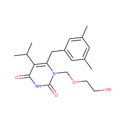 Cc1cc(C)cc(Cc2c(C(C)C)c(=O)[nH]c(=O)n2COCCO)c1 ZINC000003833869