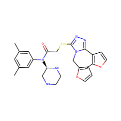 Cc1cc(C)cc(N(C(=O)CSc2nnc(-c3ccoc3C)n2Cc2ccco2)[C@@H]2CNCCN2)c1 ZINC000064528534