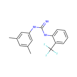 Cc1cc(C)cc(NC(=N)Nc2ccccc2C(F)(F)F)c1 ZINC000145435997