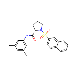Cc1cc(C)cc(NC(=O)[C@@H]2CCCN2S(=O)(=O)c2ccc3ccccc3c2)c1 ZINC000007669204