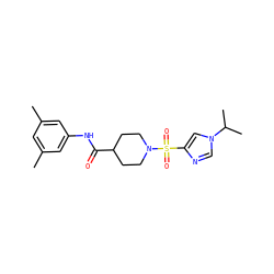 Cc1cc(C)cc(NC(=O)C2CCN(S(=O)(=O)c3cn(C(C)C)cn3)CC2)c1 ZINC000064957669