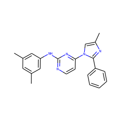 Cc1cc(C)cc(Nc2nccc(-n3cc(C)nc3-c3ccccc3)n2)c1 ZINC000029399103