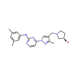 Cc1cc(C)cc(Nc2nccc(-n3cc(CN4CC[C@@H](O)C4)c(C)n3)n2)c1 ZINC000473113458