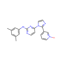 Cc1cc(C)cc(Nc2nccc(-n3ccnc3-c3ccc[n+]([O-])c3)n2)c1 ZINC000013489754