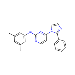 Cc1cc(C)cc(Nc2nccc(-n3ccnc3-c3ccccc3)n2)c1 ZINC000003816414