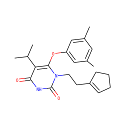 Cc1cc(C)cc(Oc2c(C(C)C)c(=O)[nH]c(=O)n2CCC2=CCCC2)c1 ZINC000006521915