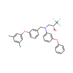 Cc1cc(C)cc(Oc2cccc(CN(C[C@@H](O)C(F)(F)F)c3cccc(Oc4ccccc4)c3)c2)c1 ZINC000028862759