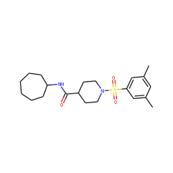 Cc1cc(C)cc(S(=O)(=O)N2CCC(C(=O)NC3CCCCCC3)CC2)c1 ZINC000073221921