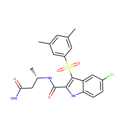 Cc1cc(C)cc(S(=O)(=O)c2c(C(=O)N[C@@H](C)CC(N)=O)[nH]c3ccc(Cl)cc23)c1 ZINC000040891566
